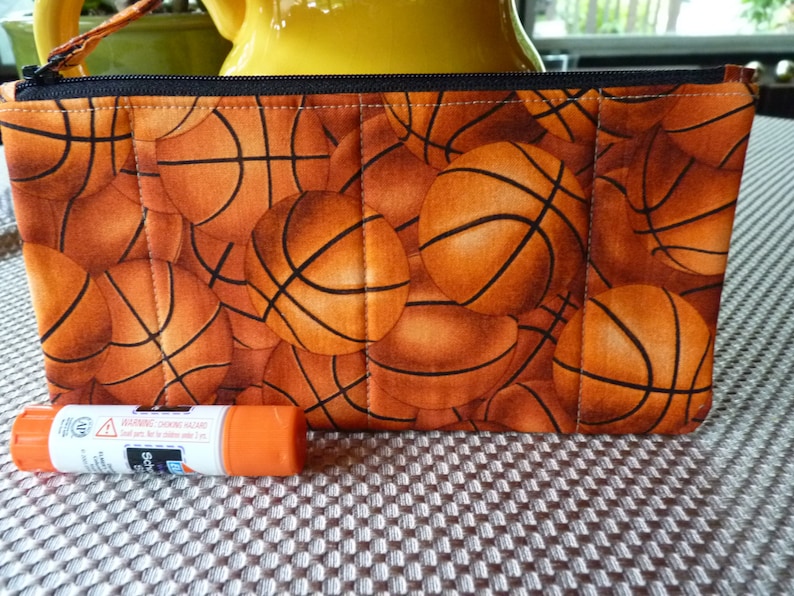 Handcrafted Basketball Zipper Pencil Case/pouch/gadget Bag/travel Bag
