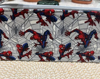 Handcrafted Spiderman Zipper Pencil Case/Travel Bag/ Pouch/ Gadget Bag