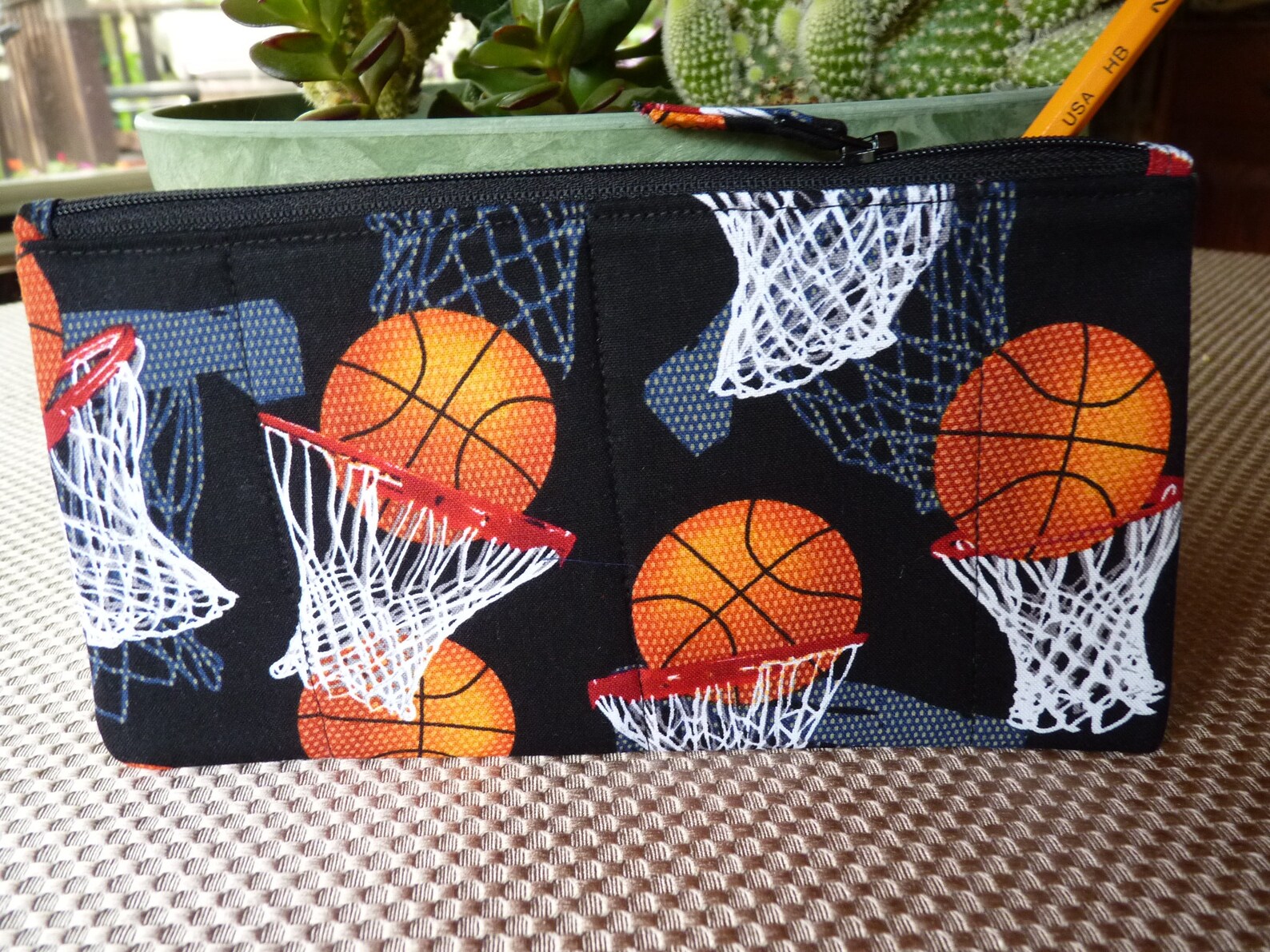 Handcrafted Basketball Zipper Pencil Case/ Travel Bag/ Pouch/ Etsy