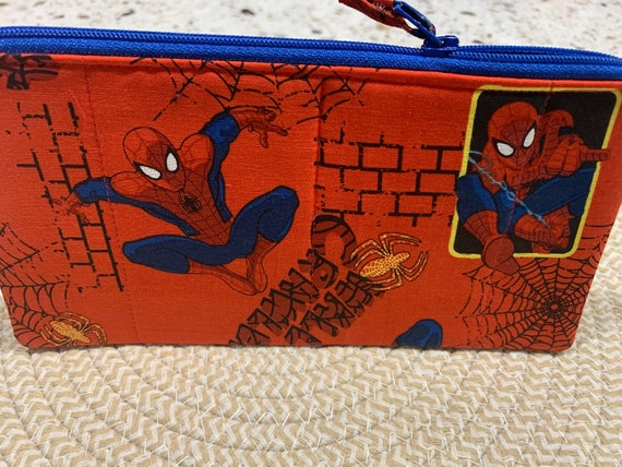 Handcrafted Spiderman Superhero Zipper Pencil Case/travel Bag/ Pouch/ Gadget  Bag 