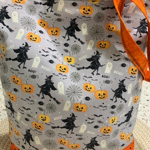 Handcrafted Witches Fabric Halloween Trick or Treat Bag/Halloween Tote Bag/Market Bag