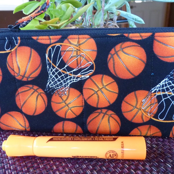 Handcrafted Basketball Zipper Pencil Case/Travel Bag/ Pouch/ Gadget Bag