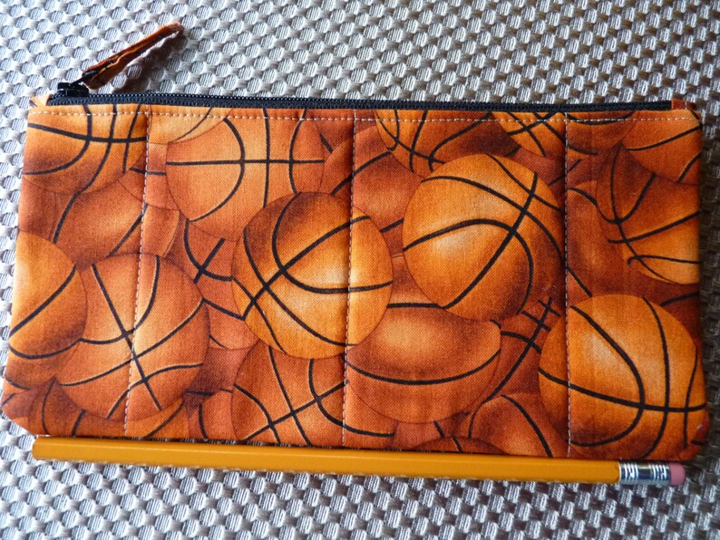 Handcrafted Basketball Zipper Pencil Case/pouch/gadget Bag/travel Bag