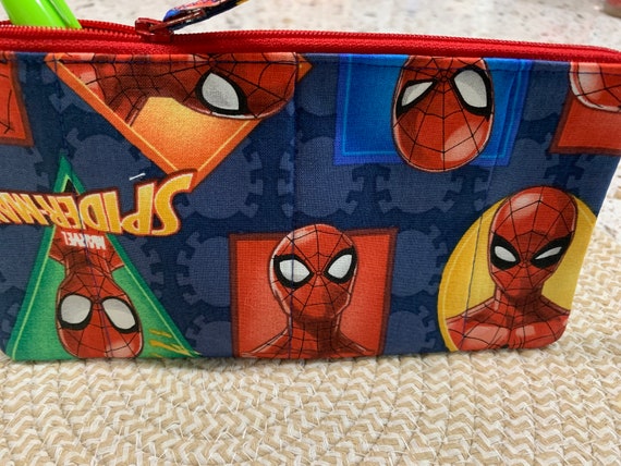 Handcrafted Spiderman Superhero Zipper Pencil Case/travel Bag/ Pouch/ Gadget  Bag 