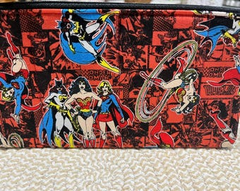 Handcrafted Woman Superhero/Wonder Woman/Supergirl/Girl Power Zipper Pencil Case/Travel Bag/ Pouch/ Gadget Bag