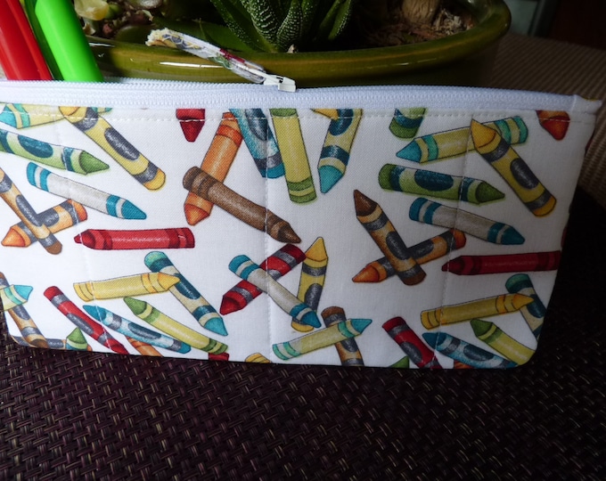 Handcrafted Crayons Zipper Pencil Case/ Travel Bag/ Pouch/ Etsy