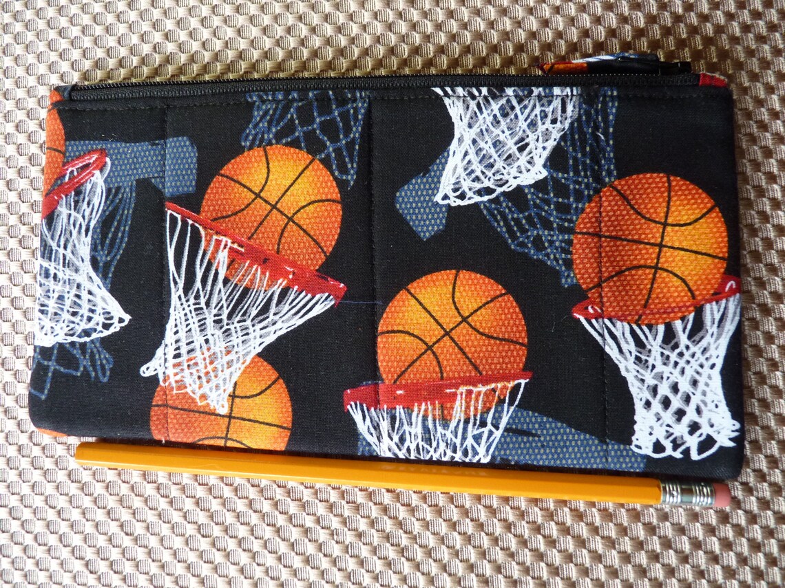 Handcrafted Basketball Zipper Pencil Case/ Travel Bag/ Pouch/ Etsy