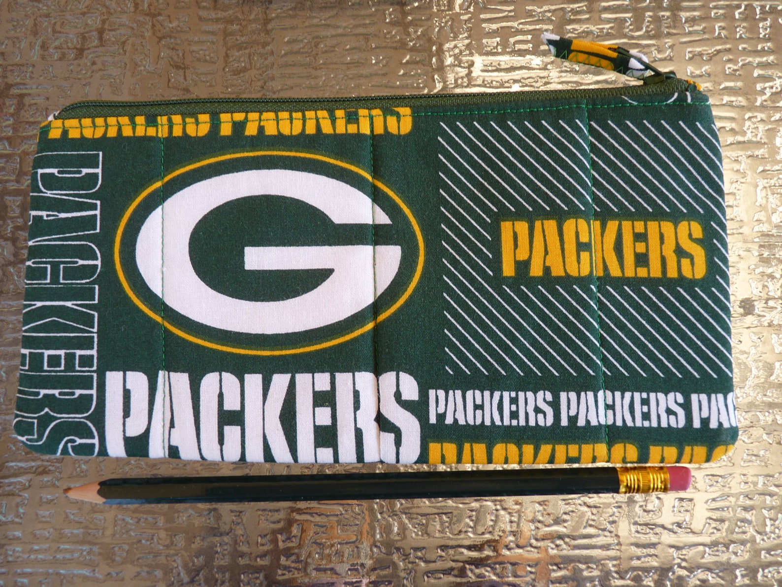 Handcrafted Green Bay Packers Zipper Pencil Case/Travel Bag/ Etsy