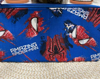 Handcrafted Spiderman Zipper Pencil Case/ Pouch/ Gadget Bag
