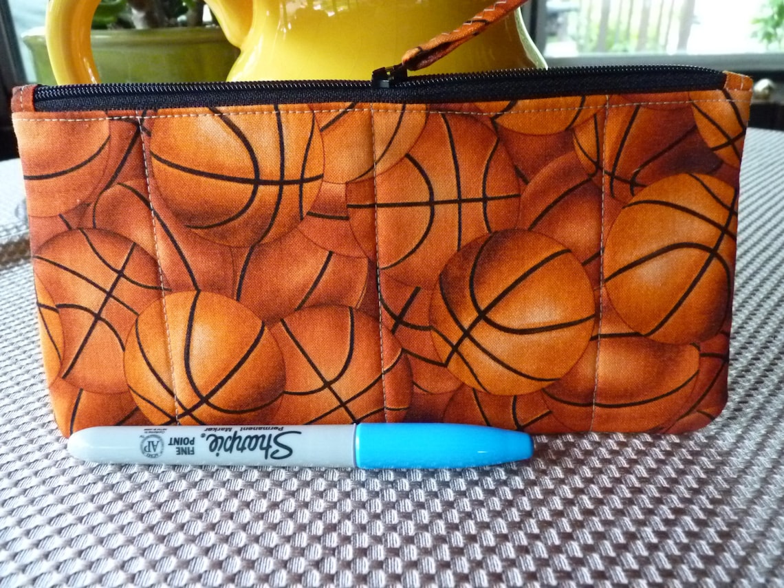Handcrafted Basketball Zipper Pencil Case/pouch/gadget Bag/travel Bag