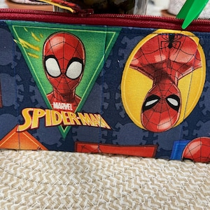 Handcrafted Spiderman Superhero Zipper Pencil Case/Travel Bag/ Pouch/ Gadget Bag