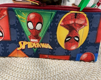 Handcrafted Spiderman Superhero Zipper Pencil Case/Travel Bag/ Pouch/ Gadget Bag