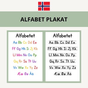 Norwegian Alphabet Poster Set | A–Å Large & Small Letters (Digital Download)