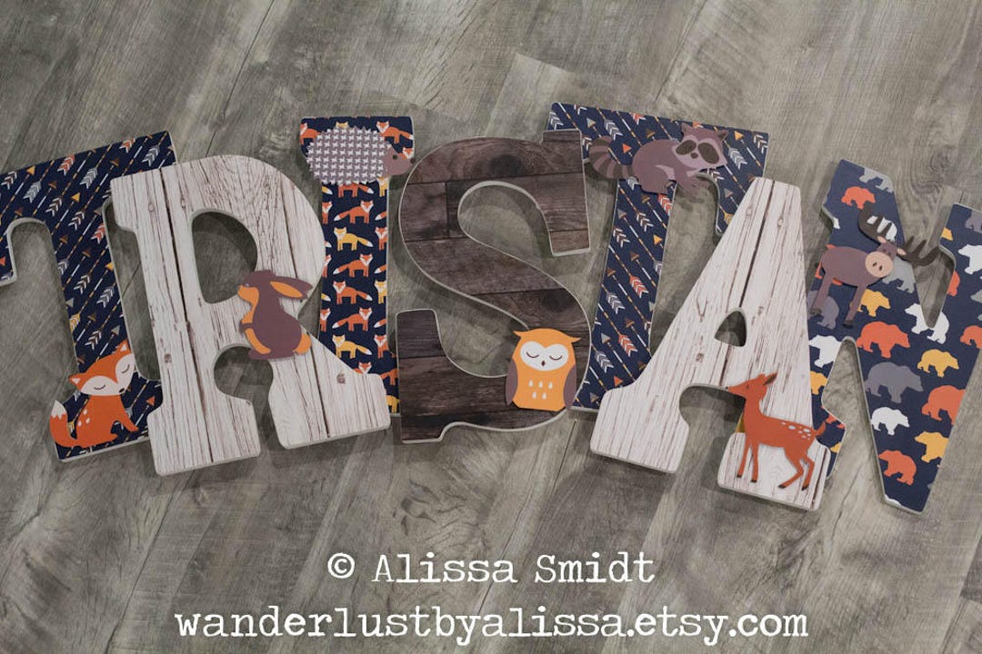 Fox Deer Owl Arrow Letters Custom Wooden Nursery Letters Custom Wood ...