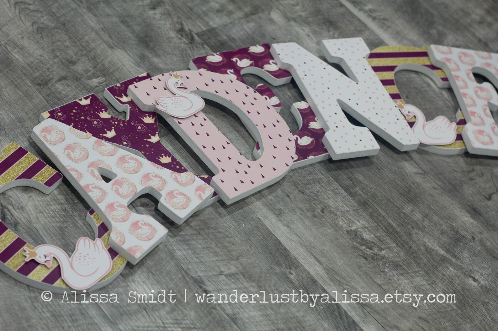 Sign Letters 9 Inch Swan Princess Themed Nursery Letters, Custom Wooden Letters - 9 Inch ...