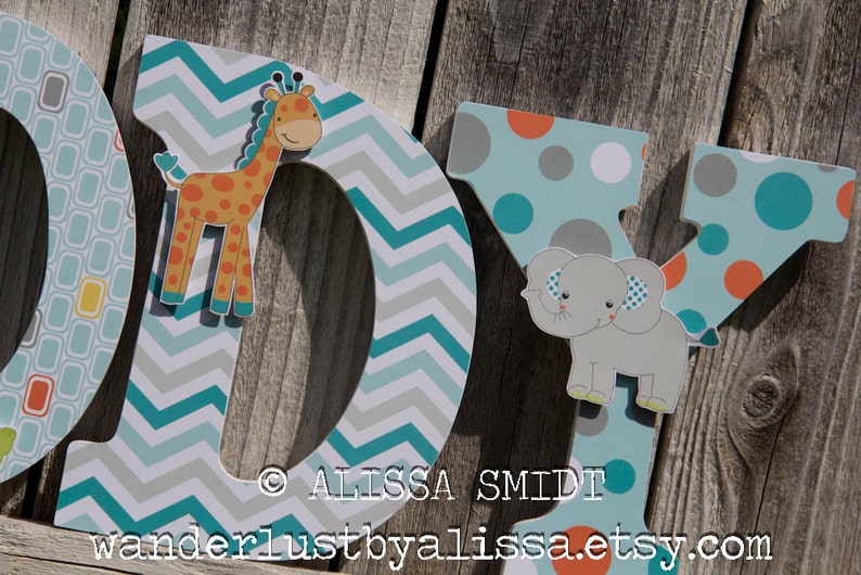 Jungle Animals Custom Nursery Wooden Letters Baby Nursery Etsy