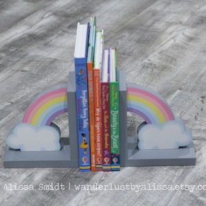 Rainbow Wooden Bookends - Custom Created Rainbow Themed, Valentine&#39;s gift