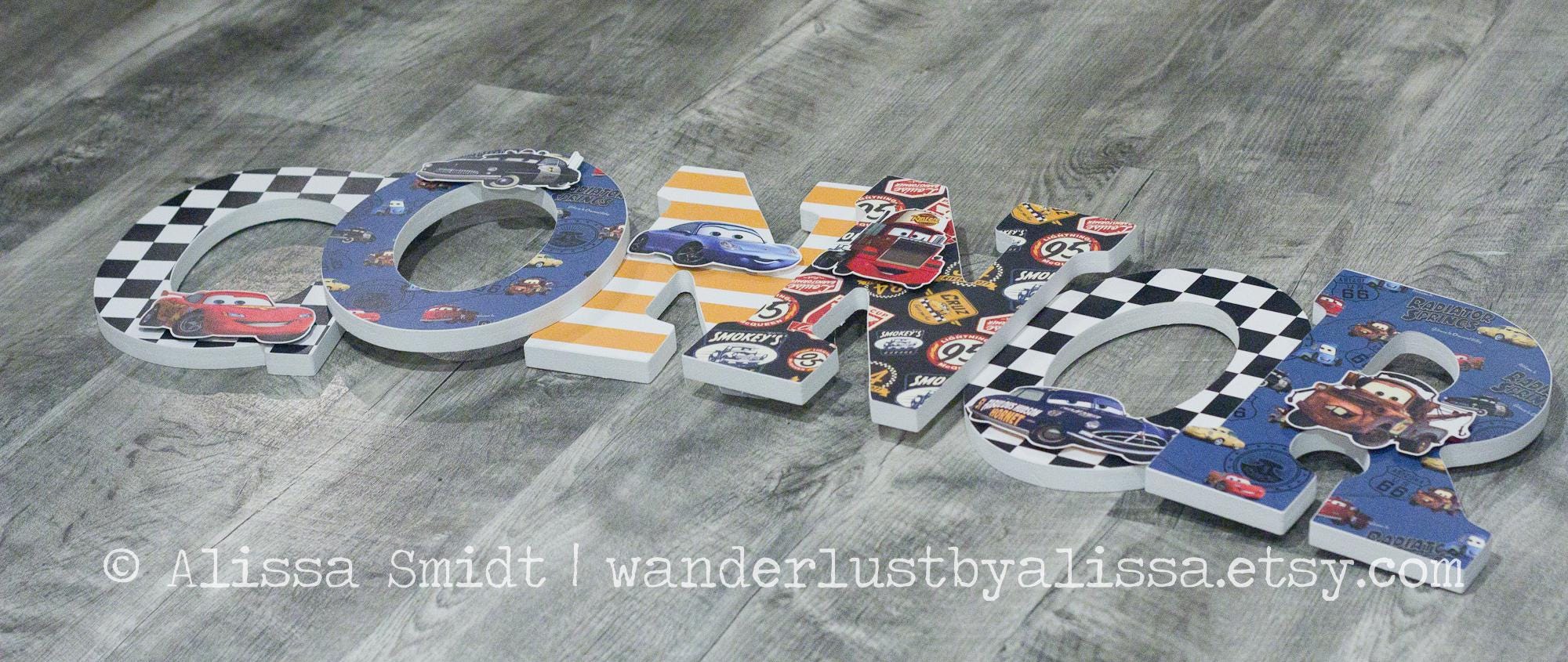 Cars Themed Letters, Custom Wooden Letters, Cars Decoration - 9 Inch ...