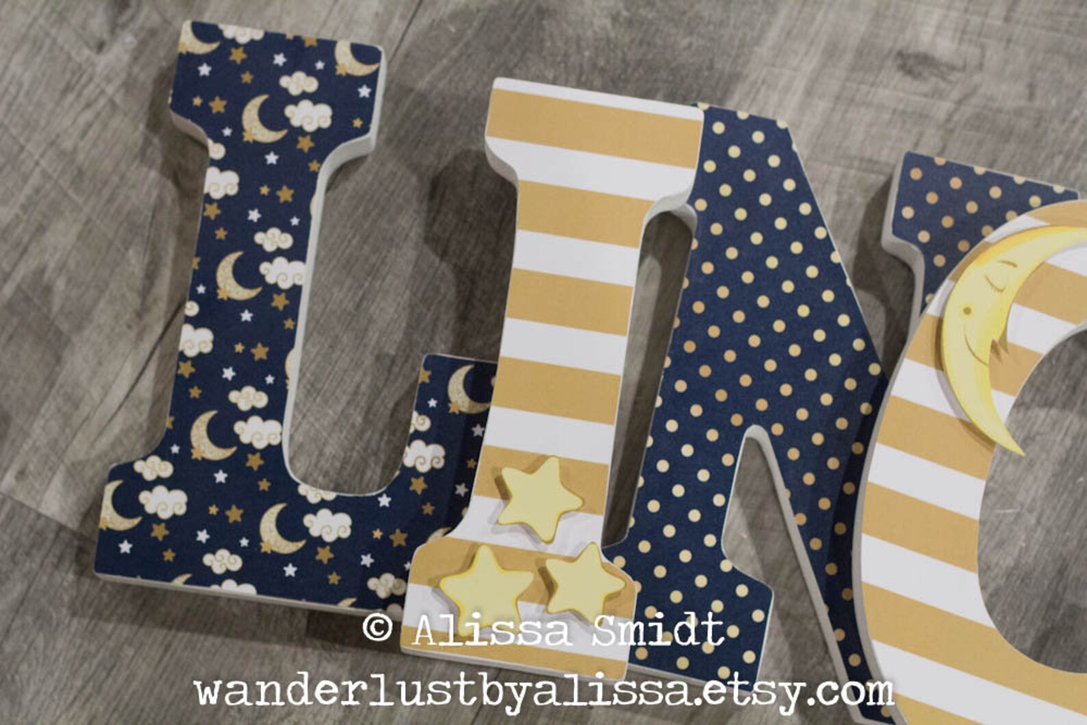 Moon and Stars Nursery Letters Celestial Theme Love You to - Etsy