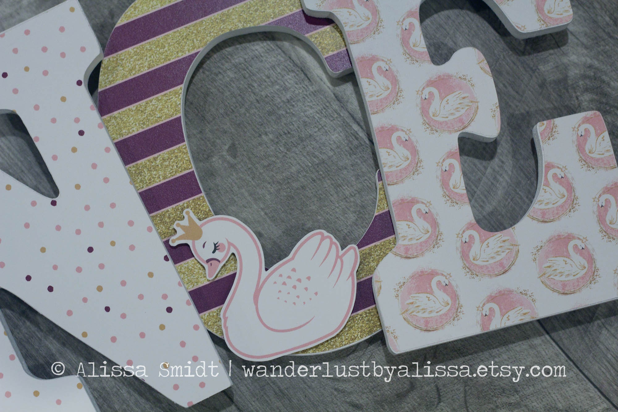 Sign Letters 9 Inch Swan Princess Themed Nursery Letters, Custom Wooden Letters - 9 Inch ...