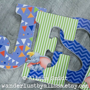 Dumbo Letters - Custom Letters, Wooden Nursery Letters  (Dumbo, elephant, circus) 9 inch