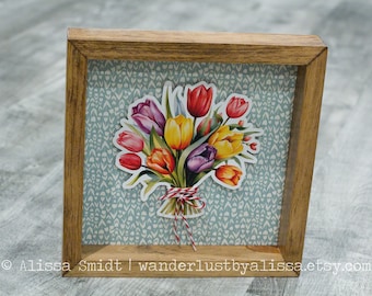 Tulip art flower sign bouquet for Mom gift for mom