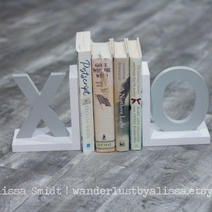 Initial Bookends for Spouse Letter Bookend Custom Wood Bookends Alphabet Bookends XO Bookends for Anniversary Hugs and Kisses Made to Order