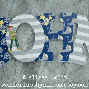 Peter Pan Custom Wood Letters - 12 Inch Size Large Nursery Letters - (Peter Pan, Captain Hook)