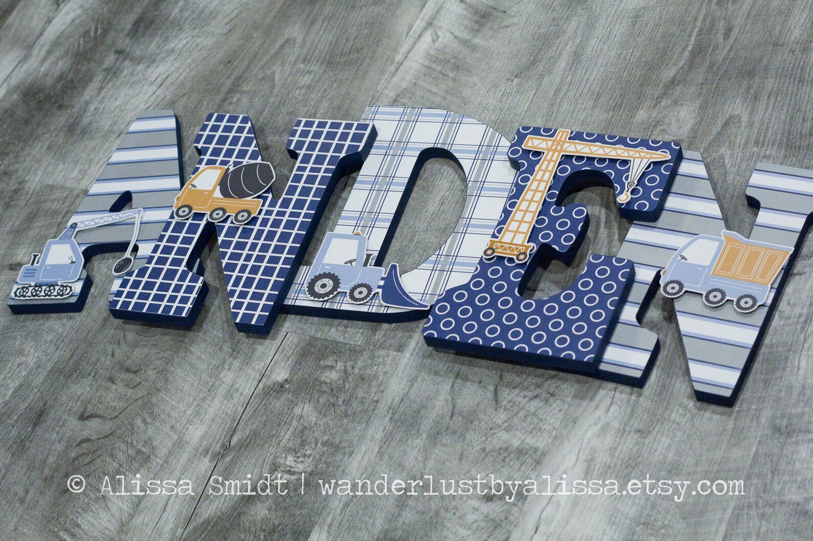 Sign Letters 9 Inch Construction Truck Themed Nursery Letters, Custom Wooden Letters - 9 ...