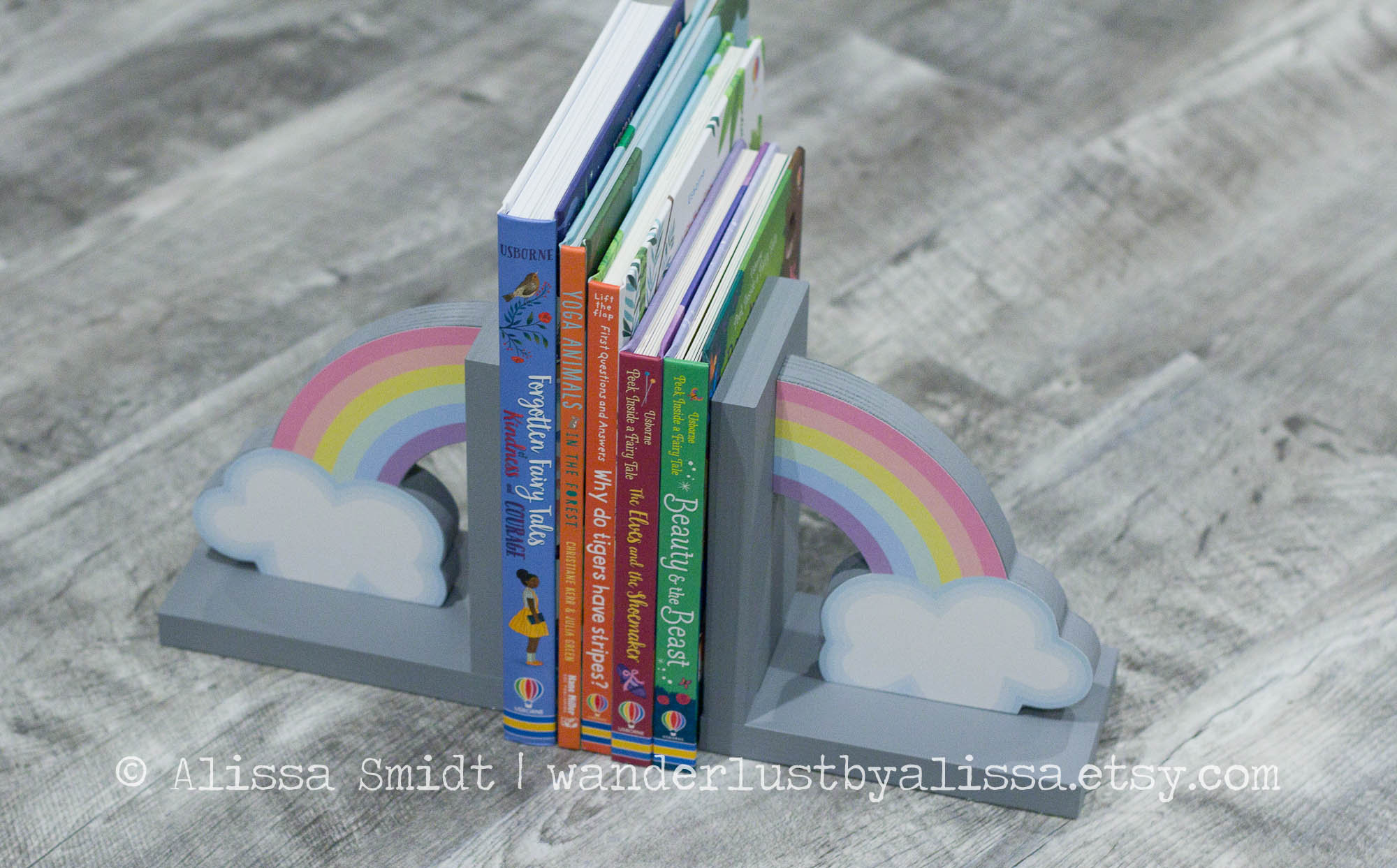 Rainbow Wooden Bookends - Custom Created Rainbow Themed, Valentine's ...