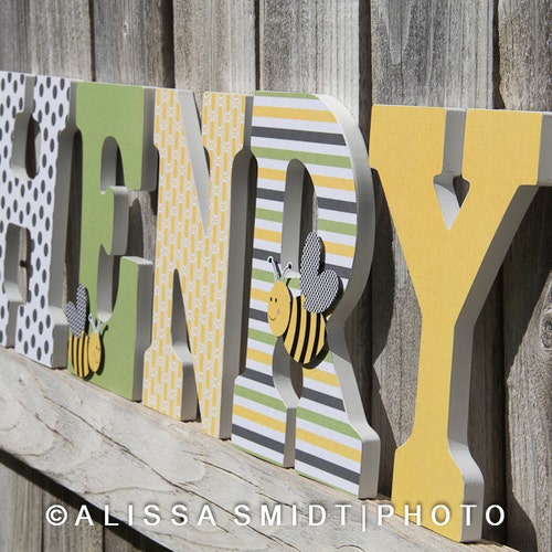 Custom Nursery Wooden Letters Baby Boy or Baby Girl Nursery Etsy