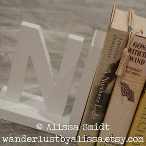 White Letter Bookends, Initial Bookends, Wooden Custom Bookends ...