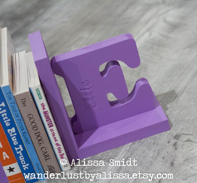 Engraved Lavender Purple Letter Bookends Initial Bookends Etsy