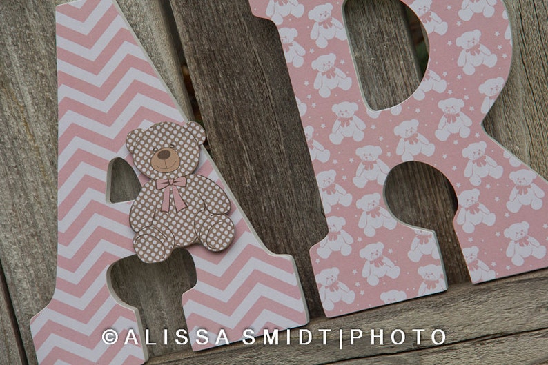 Custom Nursery Wooden Letters Baby Nursery Letters Teddy Etsy