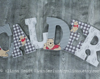 Letras de berçário do Ursinho Pooh Nome do berçário do Ursinho Pooh Leitão Tigrão Berçário Decoração do Ursinho Pooh Presente de Natal Presente de chá de bebê