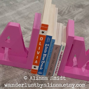 Pink Magenta Letter Bookends, Initial Bookends, Wooden Custom Bookends - Custom Created to Coordinate with Your Decor (alphabet bookend)