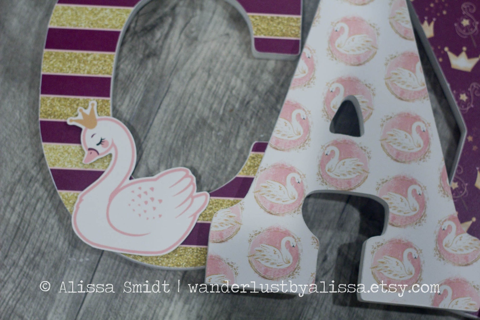 Sign Letters 9 Inch Swan Princess Themed Nursery Letters, Custom Wooden Letters - 9 Inch ...