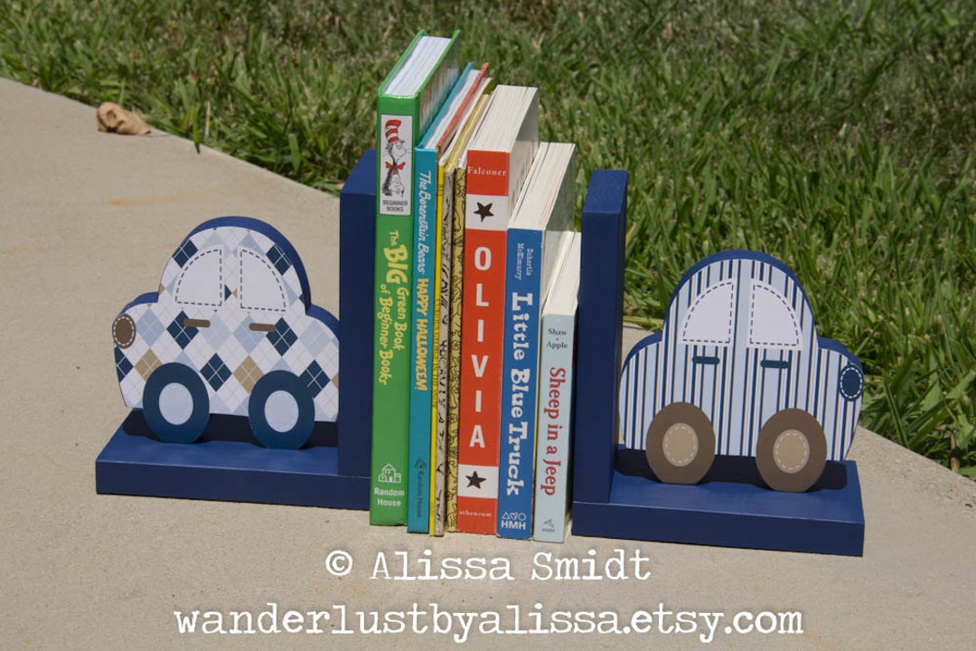 Custom Designed Wooden Car Bookends Custom Created to Coordinate With
