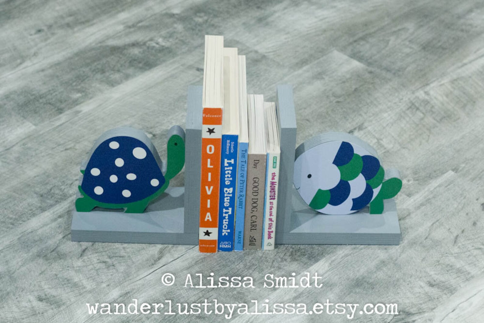 Oceana Bookends Sea Turtle and Fish Themed Wooden Bookends Etsy