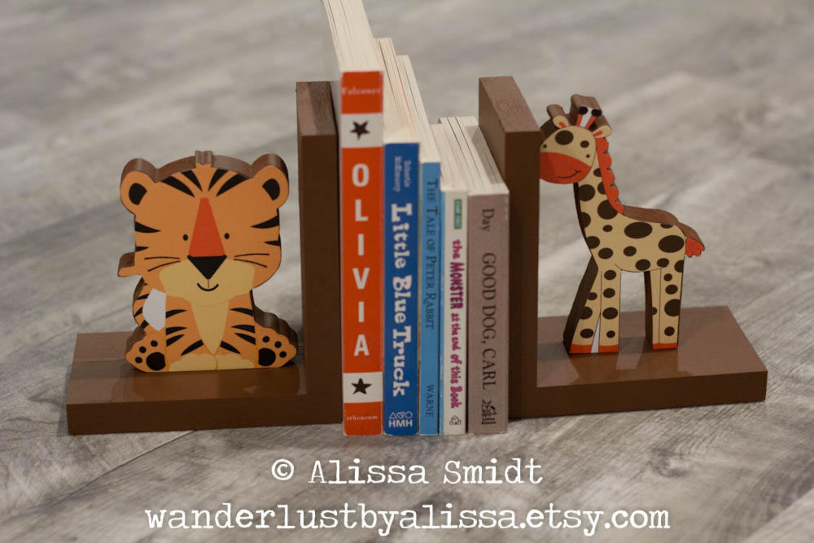 Treetop Buddies bookends Jungle Themed Custom Wooden Bookends Etsy