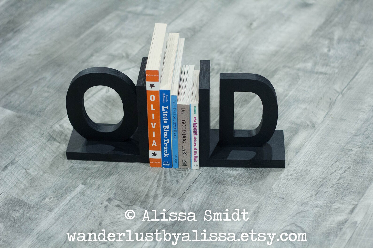 Black Letter Bookends Initial Bookends Wooden Custom Etsy