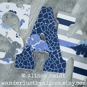 Dinosaur Roar Nursery Letters, Custom Dino Letters, Dino Nursery Letters, Dinosaur Letters, (blue, grey) - 9 Inch