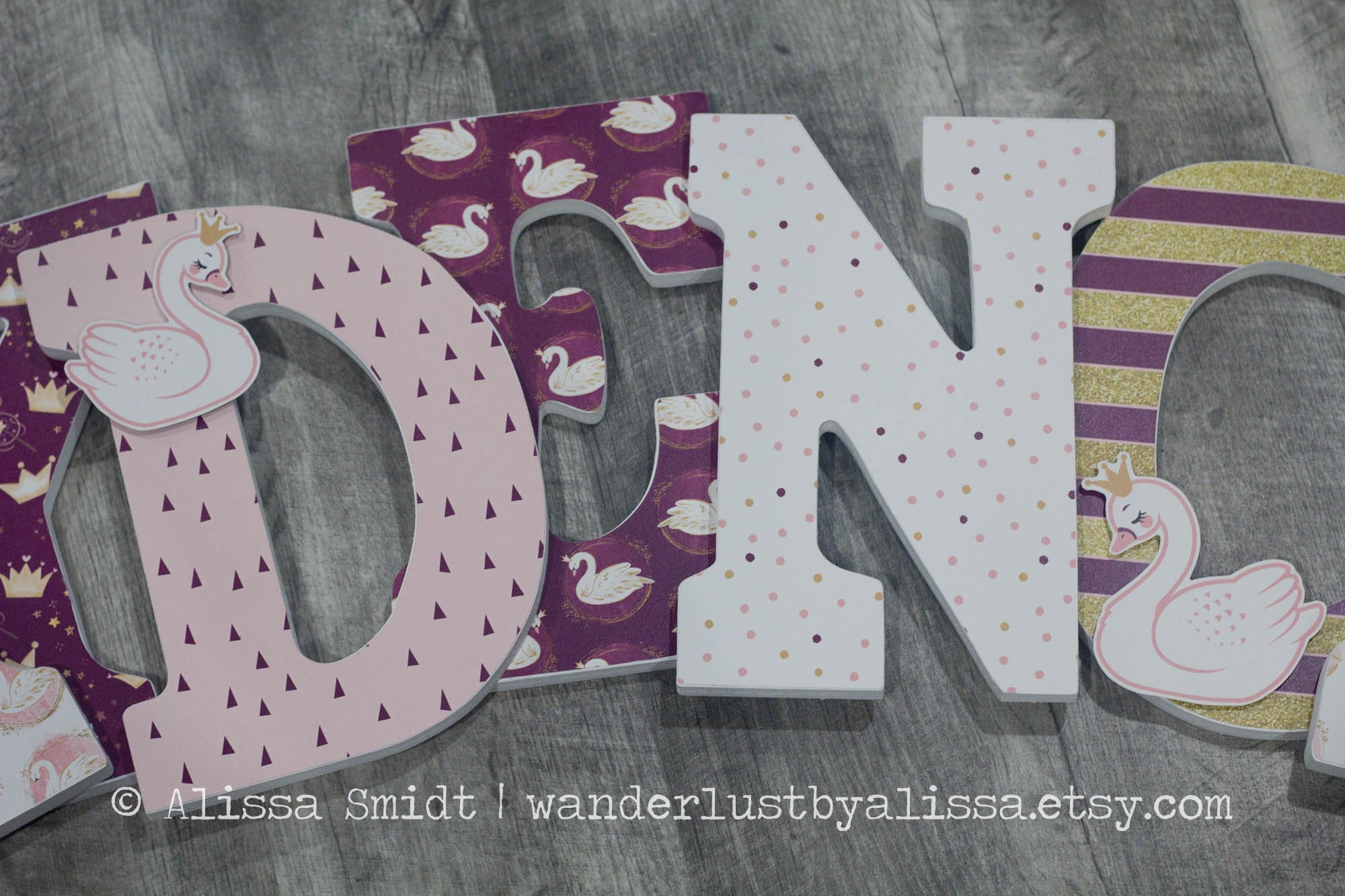 Sign Letters 9 Inch Swan Princess Themed Nursery Letters, Custom Wooden Letters - 9 Inch ...