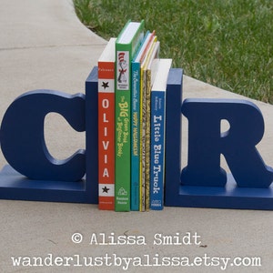 Letter Bookends, Initial Bookends, Wooden Custom Bookends Custom Created to Coordinate with Your Decor alphabet bookends, name bookends image 1