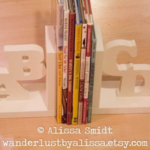 ABCD Wooden Letter Bookends - Custom Created to Coordinate with Your Decor (alphabet bookends, ABCD, initial bookends, name bookends)