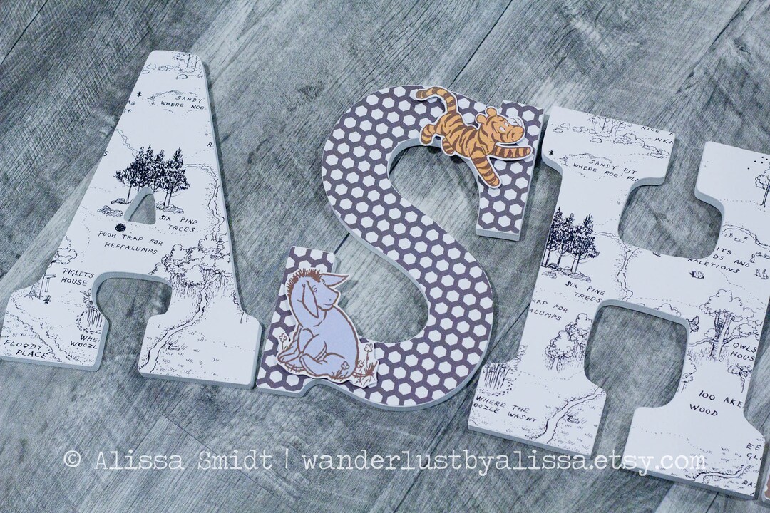 Winnie the Pooh Storybook Nursery Letters, Custom Wooden Letters - 9 ...