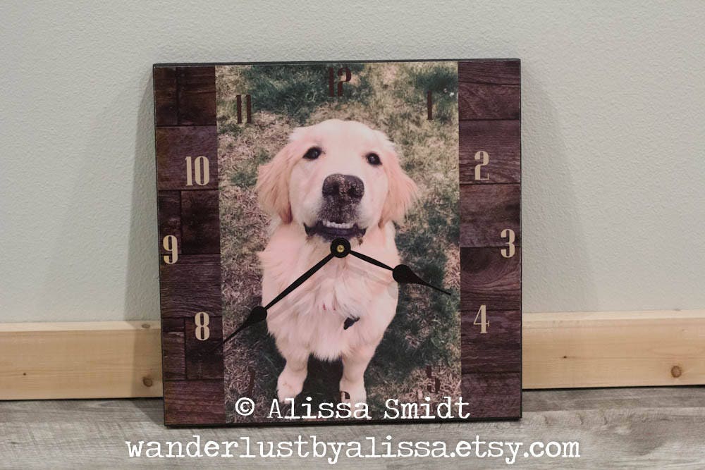 Horloge Animaux Personnalisé Créé Avec Vos Photos - Horloge Murale | Animal De Compagnie Horloge, Chien, Murale, Personnalisé, Cadeau Noël, Photo