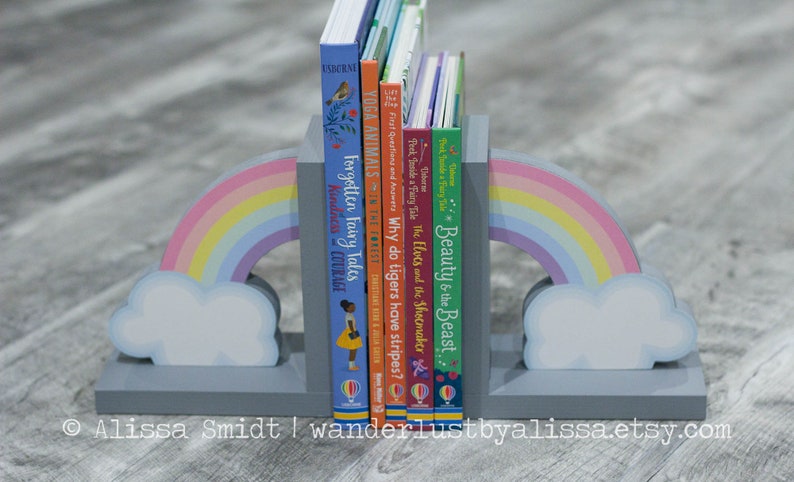 Rainbow Wooden Bookends - Custom Created Rainbow Themed, Valentine's ...