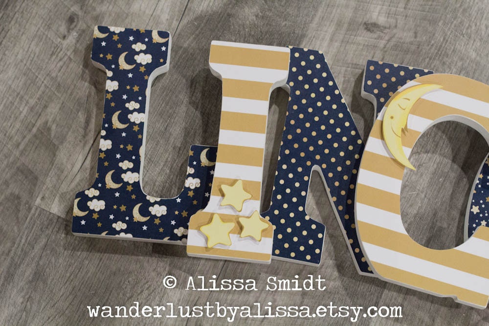 Moon and Stars Nursery Letters Celestial Theme Love You to | Etsy