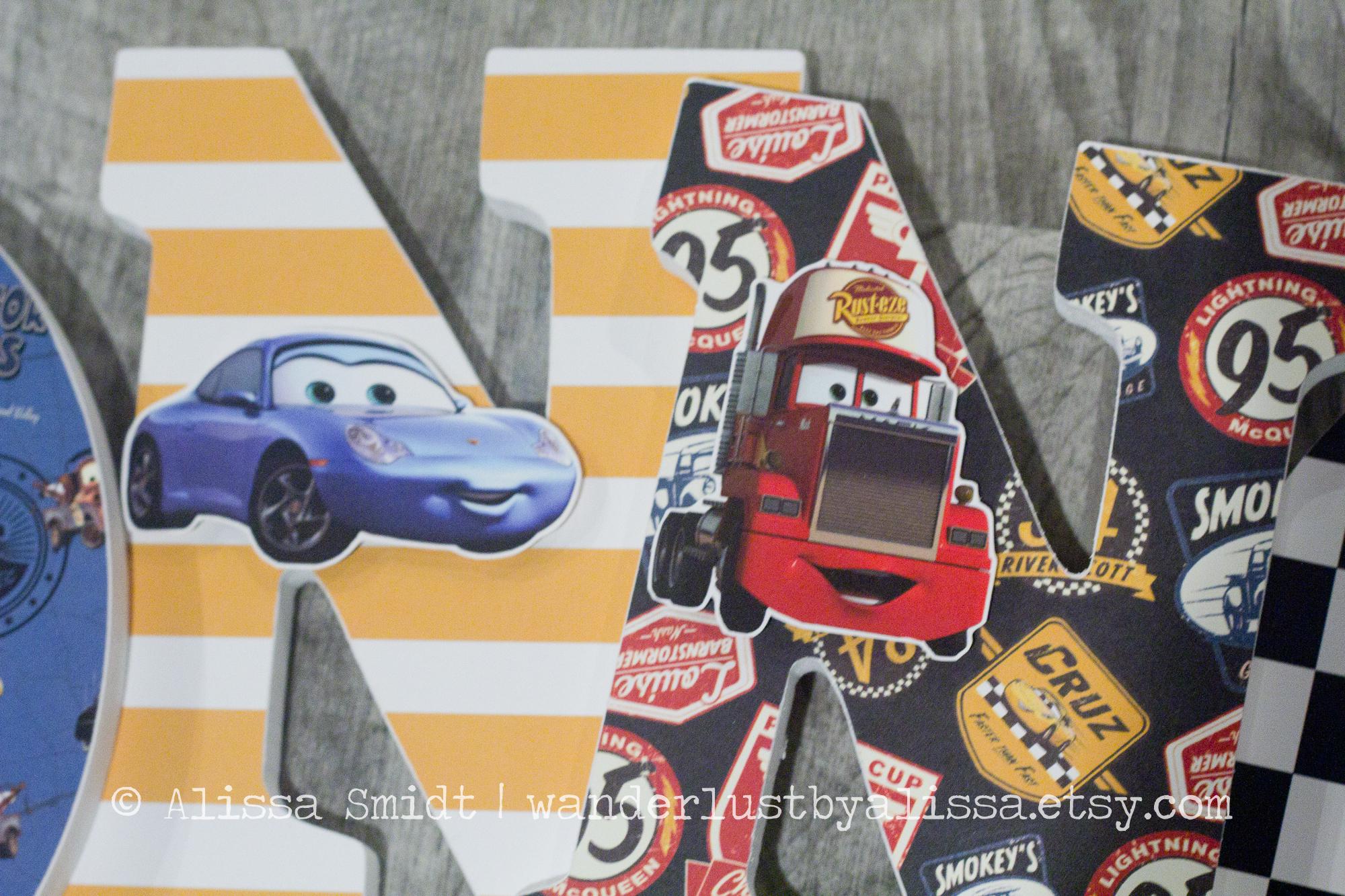 Cars Themed Letters, Custom Wooden Letters, Cars Decoration - 9 Inch ...